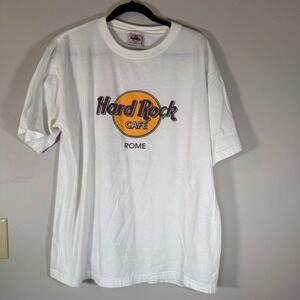 Hard Rock Cafe Rome T Shirt Large White Graphic Tee 100 Combed Cotton